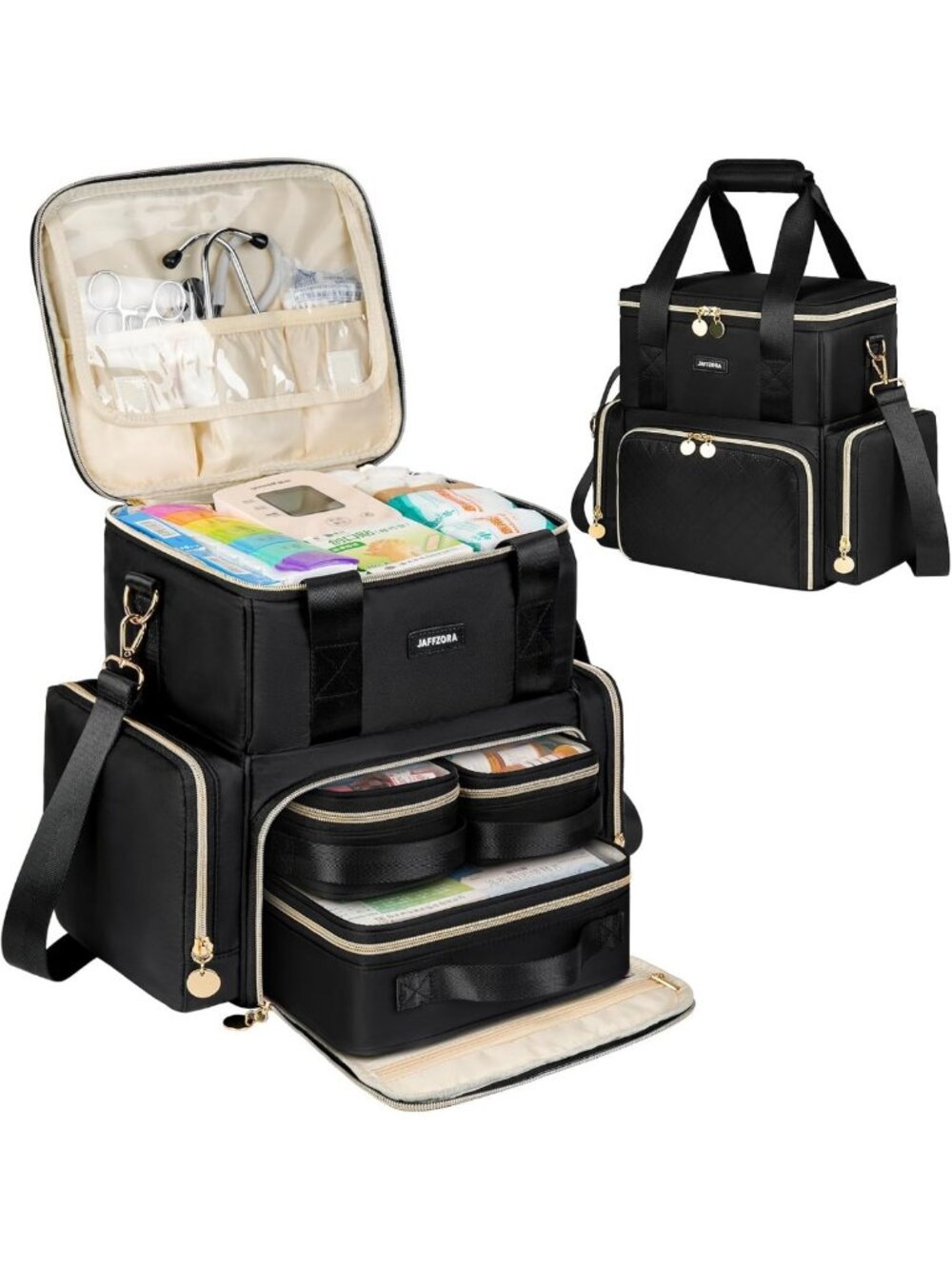 Spacious Medicine Bag with 3 Removable Cases for Travel, Vitamins & Supplies